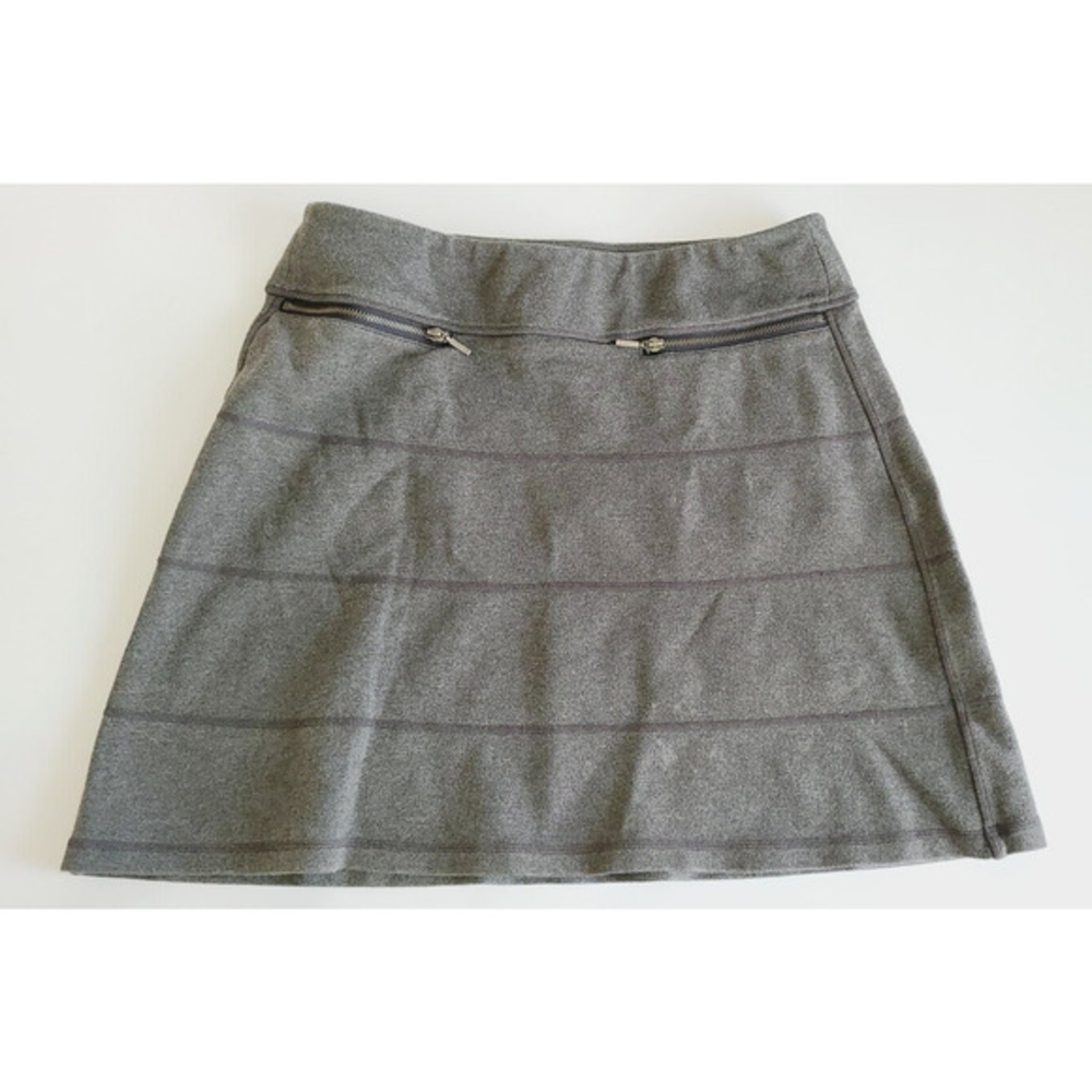 Athleta Gray Heathered Athletic Skort Front Zip Pockets Size S